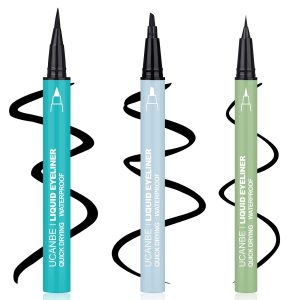 UCANBE 3pcs Black Liquid Eyeliner Kit Included 3 Brush Tip for Ultra Precision.