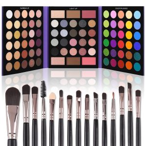 UCANBE Eyeshadow Palette with 15Pcs Brushes Makeup Set.